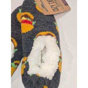 Northeast Outfitters Cozy Cabin Youth Slipper‎ Socks Burger Print SZ 10K 4